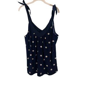 Banana Republic Floral Tank Top Blue M Dainty Cottage Preppy Boho Indie Folk